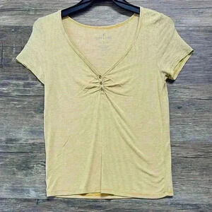 Aerie soft & sexy Yellow V-Neck Ruched T-Shirt